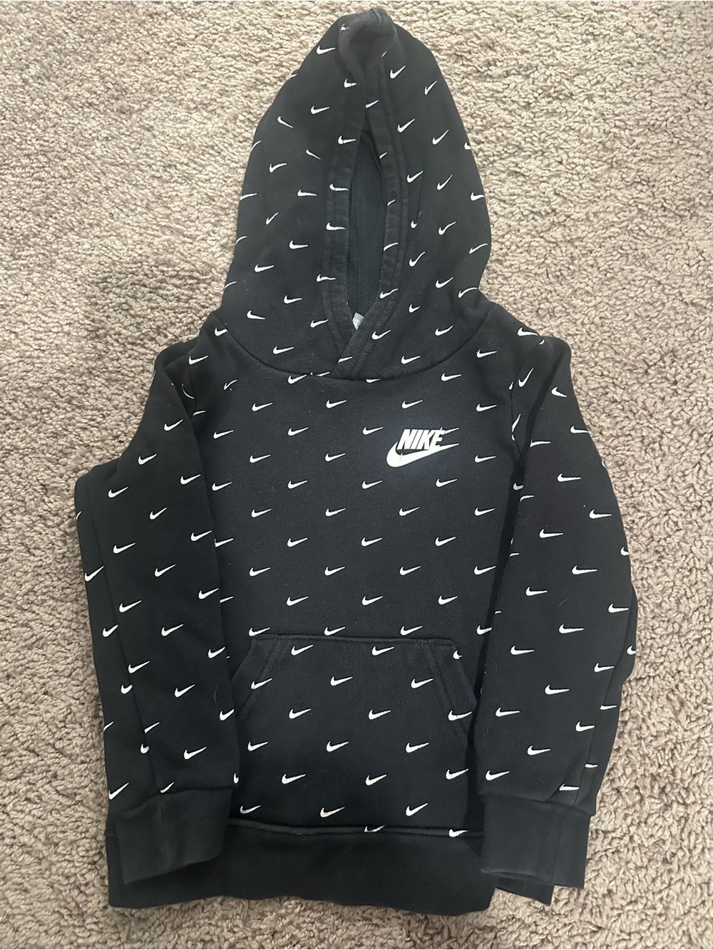 Nike Black & White Kids' Logo Repeat Hoodie